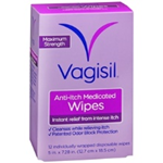 Vagisil Anti-Itch Medicated Wipes (12 Wipes)