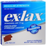 Ex-Lax Chocolated Stimulant Laxative Regular Strength 24 Pieces