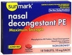 Sunmark Nasal Decongestant PE 18 Tablets
