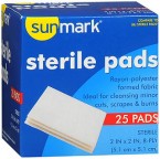 SUNMARK 2X2 STERILE PADS 25 CT